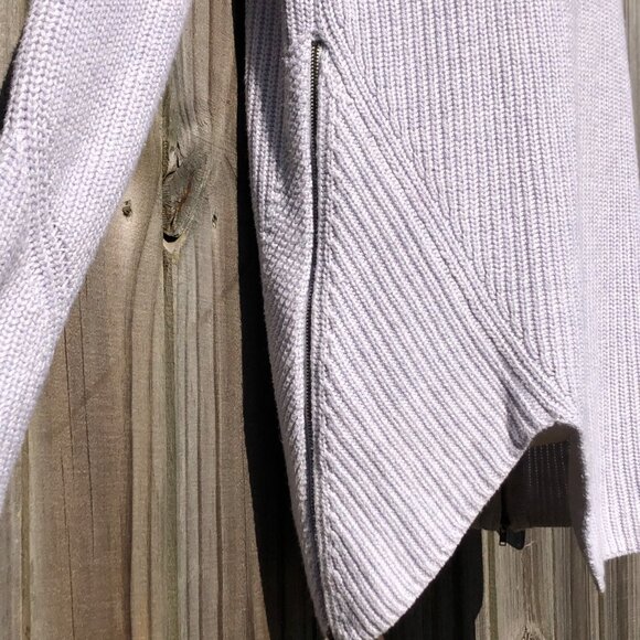 Cabi Small Sweater Zip Deep V Ribbed Top Asymmetric Gray Pullover Knit 3531 - Picture 7 of 11